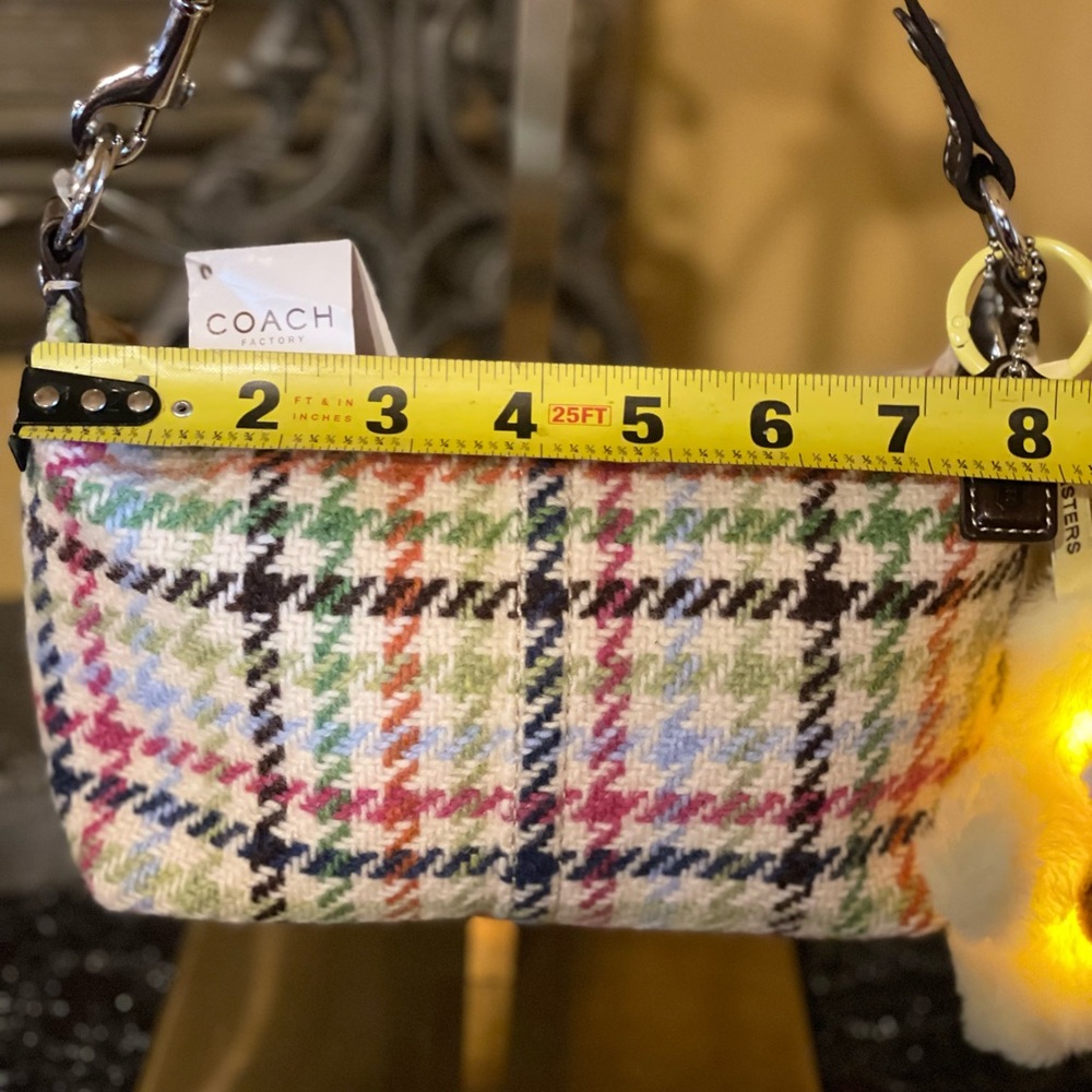 COACH NWT Hampton Tattersall Top Handle Pouchette Mini Bag W/NWOT Labubu Charm - Picture 17 of 17